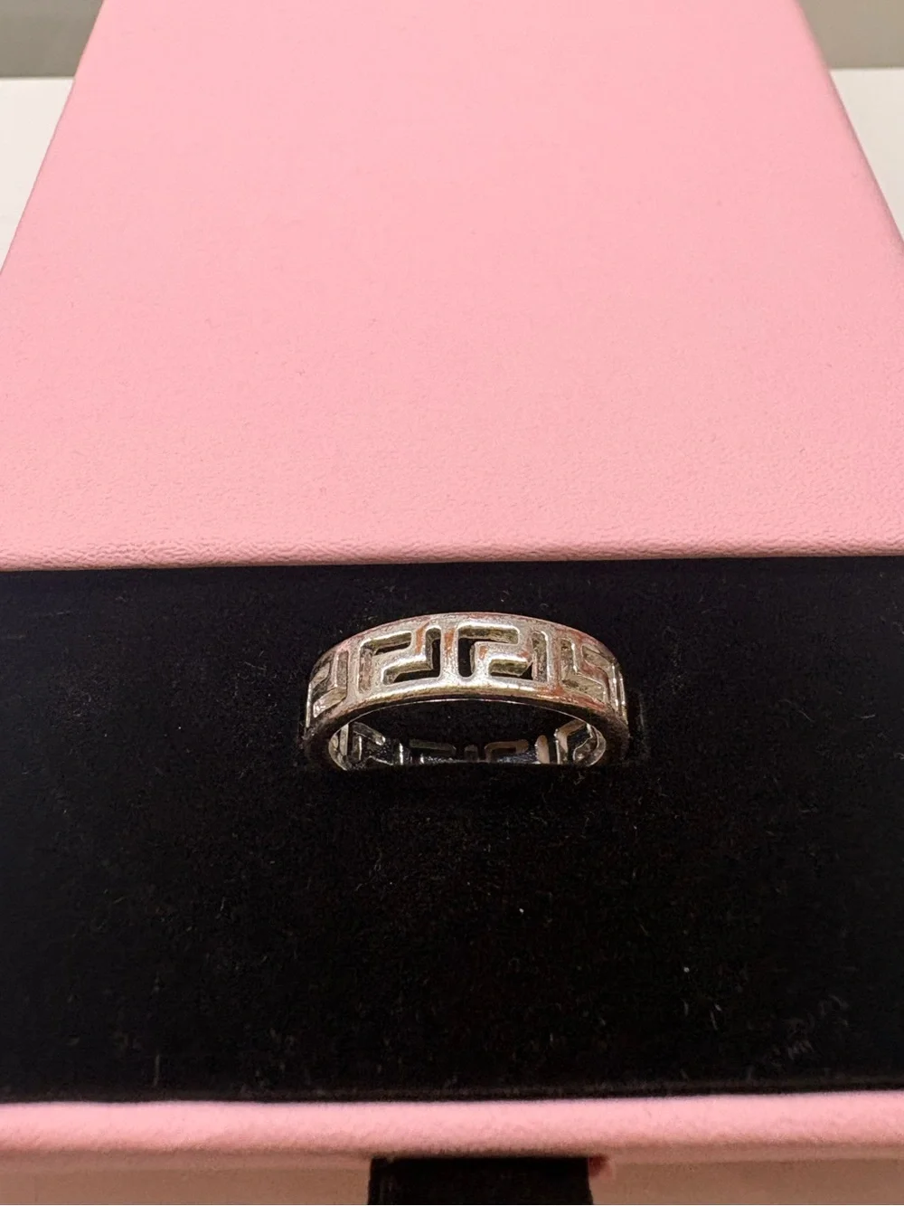 Silver Greek Key Ring- Size 7/8